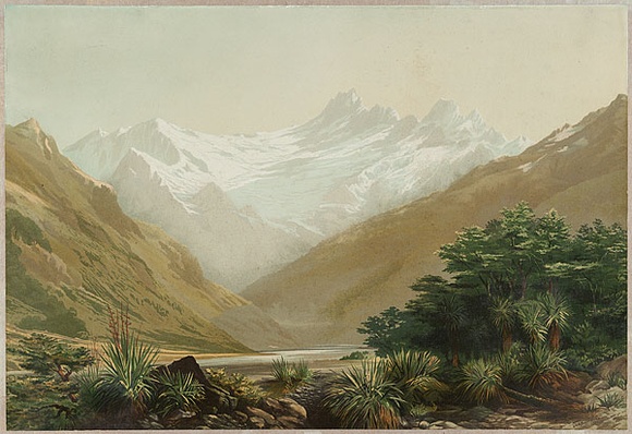 Title: b'Mount Aspiring from Matakitaki Valley.' | Date: 1879 | Technique: b'lithograph, printed in colour, from multiple stones'