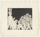 Artist: BOYD, Arthur | Title: Lysistrata calls the women. | Date: (1970) | Technique: etching and aquatint, printed in black ink, from one plate | Copyright: Reproduced with permission of Bundanon Trust
