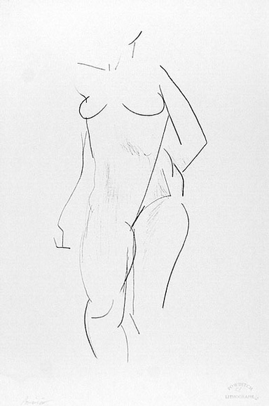 Artist: b'Powditch, Peter.' | Title: b'not titled [standing female nude]' | Date: c.1972 | Technique: b'lithograph, printed in black ink, from one plate'