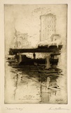 Artist: b'Bull, Norma C.' | Title: bBatman's landing. | Date: 1935 | Technique: b'etching and aquatint burnished, printed in black ink with plate-tone, from one plate'