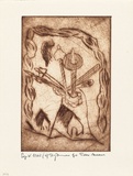 Artist: b'Aseare, Peter.' | Title: b'Waffen f\xc3\xbcr die Jagd und f\xc3\xbcr den Kampf [Weapons for hunting and fighting].' | Date: 1972 | Technique: b'etching, printed in brown ink, from one plate'