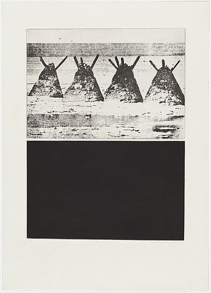 Artist: b'MADDOCK, Bea' | Title: b'Now-here.' | Date: 1974 | Technique: b'photo-etching, aquatint and etching, printed in black ink, from one plate'