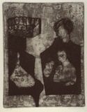 Artist: b'Anceschi, Eros.' | Title: b'not titled [2 figures]' | Date: 1992 | Technique: b'etching, printed in black ink with plate-tone, from one plate'