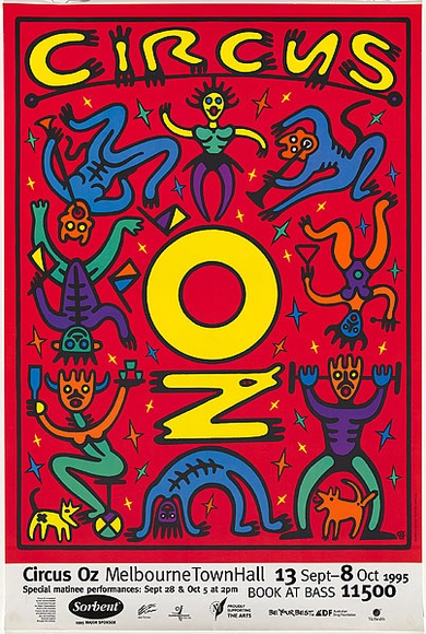 Title: b'Circus Oz- Acrobats' | Date: 1995 | Technique: b'offset-lithograph, printed in colour'