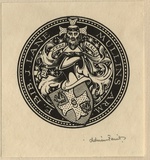 Artist: b'FEINT, Adrian' | Title: b'Bookplate: John Lane Mullins.' | Date: (1932) | Technique: b'line-engraving, printed in black ink, from one process block' | Copyright: b'Courtesy the Estate of Adrian Feint'