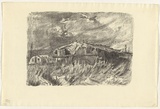 Artist: Dyson, Will. | Title: Deserted horse lines near Pommiers Redoubt. | Date: 1918 | Technique: lithograph, printed in black ink, from one stone
