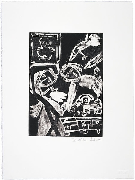 Artist: b'Allen, Davida' | Title: b'This is what families are made of' | Date: 1991, July - September | Technique: b'etching and aquatint, printed in black ink, from one plate'