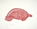 Artist: Morububuna, Martin. | Title: Wolu [Turtle] | Date: 1975 | Technique: lithograph, printed in red-orange ink, from one lithographic stone