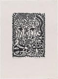 Artist: b'HANRAHAN, Barbara' | Title: b'Adam and Eve' | Date: 1988 | Technique: b'linocut, printed in black ink, from one block'