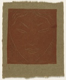 Artist: b'Bell, George..' | Title: b'(Greek head).' | Technique: b'linocut, printed in brown ink, from one block'