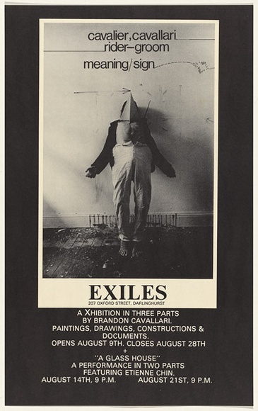 Artist: b'UNKNOWN' | Title: b'Brandon Cavallari at Exiles Gallery.' | Date: c.1983 | Technique: b'screenprint'