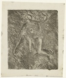 Artist: b'BOYD, Arthur' | Title: b'Kneeling nude with beast II.' | Date: (1962-63) | Technique: b'etching and aquatint, printed in black ink, from one plate' | Copyright: b'Reproduced with permission of Bundanon Trust'