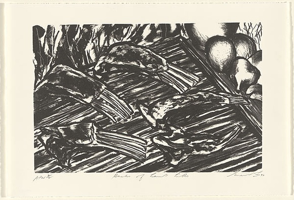 Artist: b'Lee, Graeme.' | Title: b'Racks of lamb litho' | Date: 1997, March | Technique: b'lithograph, printed in black ink, from one stone'