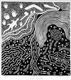 Artist: Bates, Badger | Title: Thina yappa (Foot tracks) | Date: 1993 | Technique: linocut, printed in black ink, from one block