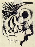 Artist: French, Len. | Title: (The west wind). | Date: (1955) | Technique: lithograph, printed in black ink, from one plate | Copyright: © Leonard French. Licensed by VISCOPY, Australia