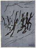 Artist: b'Tillers, Imants.' | Title: b'Flight at 34360' | Date: 1993 | Technique: b'woodcut, printed in white and black ink, from two blocks' | Copyright: b'Courtesy of the artist'