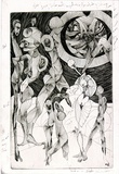 Artist: b'SHOMALY, Alberr' | Title: b'Man and universe' | Date: 1968 | Technique: b'engraving, printed in black ink, from one copper plate; additions in black ink'