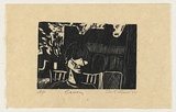 Artist: b'AMOR, Rick' | Title: b'Genny.' | Date: 1984 | Technique: b'woodcut, printed in black ink, from one block'