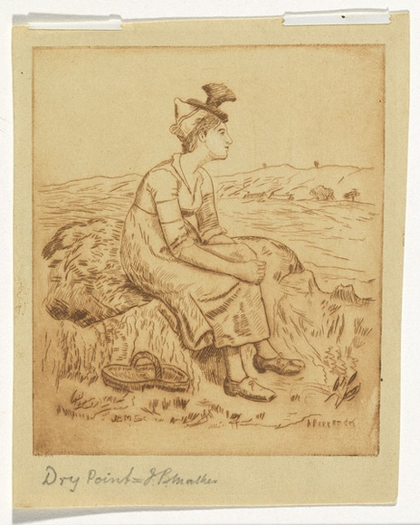 Title: b'(Peasant girl)' | Date: c.1894 | Technique: b'drypoint, printed in brown ink with plate-tone, from one plate'