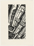 Artist: Mourtzios, Debbie. | Title: St. vinnies | Date: 1993 | Technique: linocut, printed in black ink, from one block | Copyright: © Debbie Mourtzios