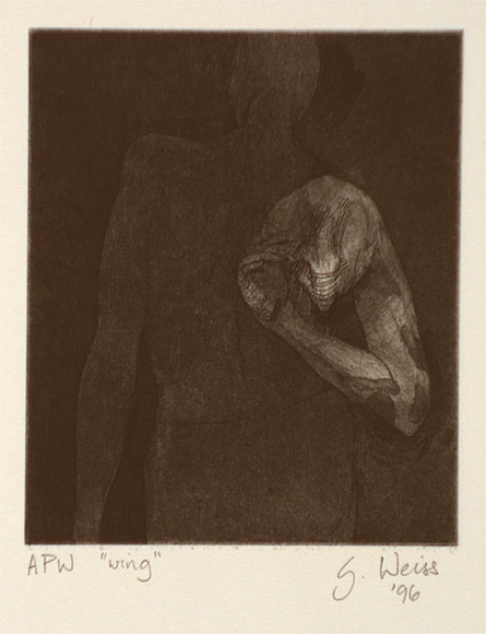 Artist: b'Weiss, Gali' | Title: b'Wing' | Date: 1996, November | Technique: b'etching, printed in black ink, from one plate'