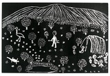 Artist: b'PANUNGA, Margaret' | Title: b'not titled [No.64]' | Date: 1990 | Technique: b'woodcut, printed in black ink, from one block'