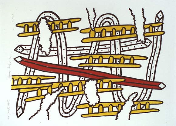 Artist: b'Bowen, Dean.' | Title: b'The flying ladders' | Date: 1988 | Technique: b'lithograph, printed in colour, from three stones'