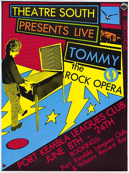 Artist: b'REDBACK GRAPHIX' | Title: b'Tommy - the rock opera.' | Date: 1984 | Technique: b'screenprint, printed in colour, from four stencils' | Copyright: b'\xc2\xa9 Raymond John Young'