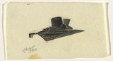 Artist: b'OGILVIE, Helen' | Title: b'(Hat and umbrella)' | Date: 1947 | Technique: b'wood-engraving, printed in black ink, from one block'