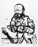 Artist: b'Olsen, John.' | Title: b'Albert Tucker' | Date: 1973 | Technique: b'lithograph, printed in black ink, from one stone' | Copyright: b'\xc2\xa9 John Olsen. Licensed by VISCOPY, Australia'