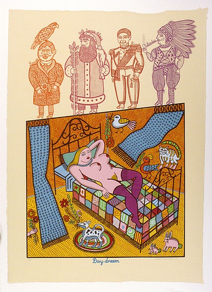 Artist: b'HANRAHAN, Barbara' | Title: b'Day dream' | Date: 1977 | Technique: b'screenprint, printed in colour, from nine stencils'