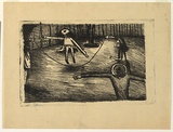 Artist: b'Blackman, Charles.' | Title: b'Children skipping.' | Date: (1953) | Technique: b'lithograph, printed in black ink, from one plate'