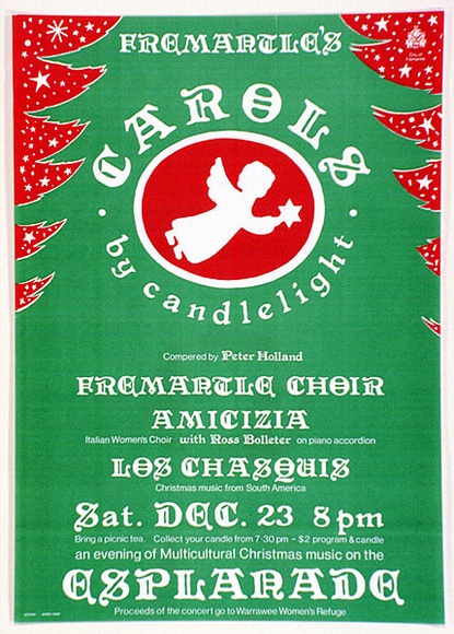 Artist: b'Cook, James.' | Title: bFremantle's Carols by candlelight. | Date: 1989 | Technique: b'screenprint, printed in colour, from two stencils'