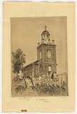 Artist: LINDSAY, Lionel | Title: St Matthews, Windsor from the front. | Date: 1919 | Technique: etching, printed in brown ink with plate-tone, from one plate | Copyright: Courtesy of the National Library of Australia