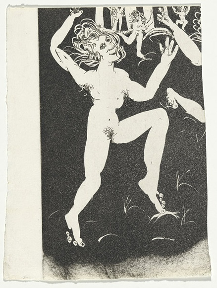 Artist: b'BOYD, Arthur' | Title: b'The women driving the old men away (left-hand portion only).' | Date: (1970) | Technique: b'etching and aquatint, printed in black ink, from one plate' | Copyright: b'Reproduced with permission of Bundanon Trust'