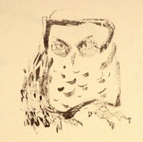 Artist: b'MACQUEEN, Mary' | Title: b'Owl' | Date: 1974 | Technique: b'lithograph, printed in black ink, from one plate' | Copyright: b'Courtesy Paulette Calhoun, for the estate of Mary Macqueen'