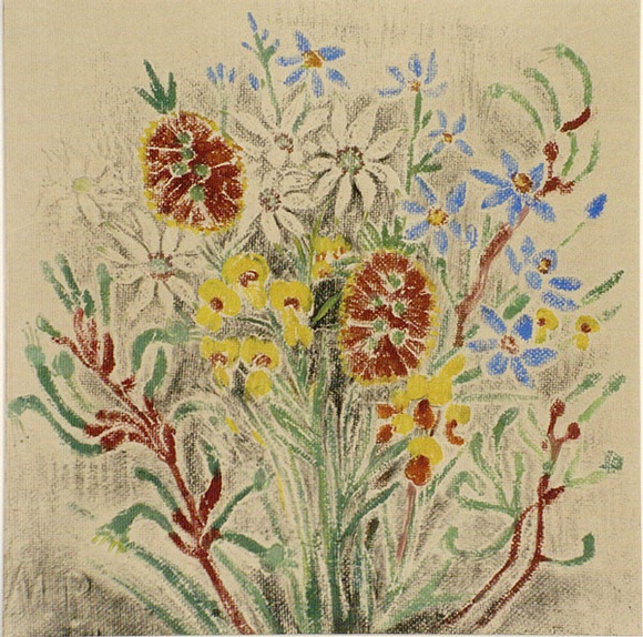 Artist: b'PRESTON, Margaret' | Title: b'Australian bunch of flowers' | Date: 1945 | Technique: b'woodcut, printed in colour, from one masonite block' | Copyright: b'\xc2\xa9 Margaret Preston. Licensed by VISCOPY, Australia'