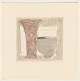 Title: Red vase | Date: 1987 | Technique: drypoint, printed in black ink, from one perspex plate; hand-coloured