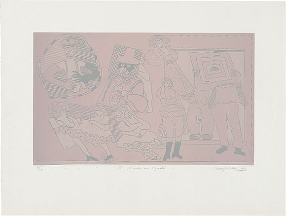 Artist: WALKER, Murray | Title: El Mundo and vignettes. | Date: 1975 | Technique: linocut, printed in colour, from multiple blocks