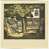 Artist: b'Allport, C.L.' | Title: b'Kemp St. Hobart in 1926.' | Date: 1926 | Technique: b'linocut, printed in colour, from multiple blocks'