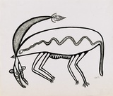 Artist: Akis, Timothy | Title: Rat i gat longpela lek [Long-legged rat] | Date: 1977 | Technique: photo-screenprint, printed in black ink, from one screen