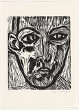 Artist: b'Lindsay, Kelly.' | Title: b'not titled.' | Date: 1992 | Technique: b'linocut, printed in black ink, from one block,'