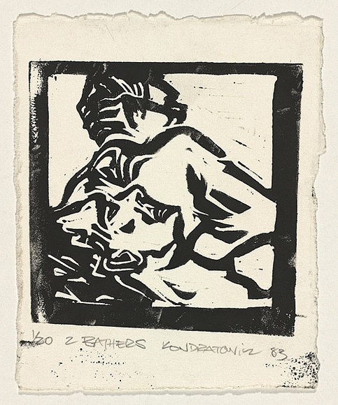 Artist: b'Kondratowicz, Konrad.' | Title: b'2 bathers.' | Date: 1983 | Technique: b'linocut, printed in black ink, from one block'