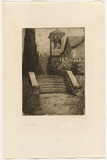 Artist: TRAILL, Jessie | Title: The Tower House | Date: 1909 | Technique: etching, drypoint and foul biting, printed in black ink with plate-tone, from one plate