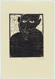 Artist: b'WALKER, Murray' | Title: b'Self portrait.' | Date: 1966 | Technique: b'woodcut, printed in black ink, from one block'