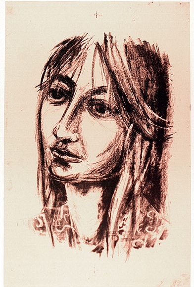 Artist: b'MACQUEEN, Mary' | Title: b'Head' | Date: 1962 | Technique: b'lithograph, printed in black ink, from one plate' | Copyright: b'Courtesy Paulette Calhoun, for the estate of Mary Macqueen'