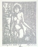 Artist: b'Taylor, John H.' | Title: b'Standing nude' | Date: 1975 | Technique: b'linocut, printed in grey ink, from one block'