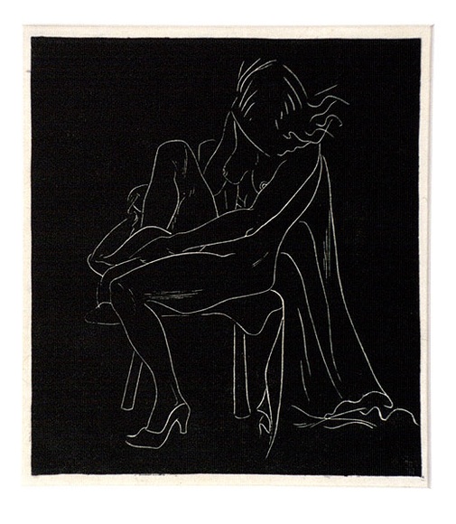 Artist: b'Perry, Adelaide.' | Title: b'Girl dressing' | Date: 1930 | Technique: b'linocut, printed in black ink, from one block' | Copyright: b'\xc2\xa9 Adelaide Perry'