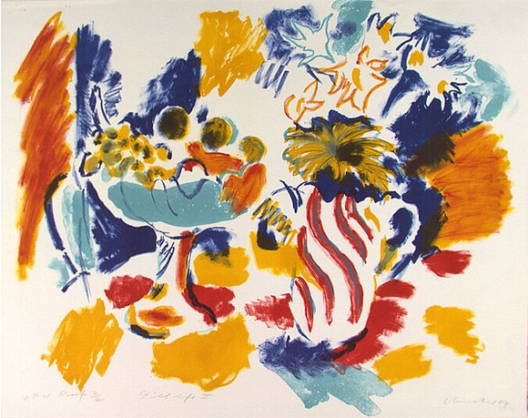 Artist: b'Churcher, Roy.' | Title: b'Still life II' | Date: 1984 | Technique: b'lithograph, printed in colour, from four zinc plates'