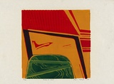 Artist: b'MEYER, Bill' | Title: b'Green on red' | Date: 1969 | Technique: b'linocut, printed in colour, from single block, reduction process' | Copyright: b'\xc2\xa9 Bill Meyer'